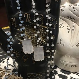 Mini Selenite Slab beaded necklace